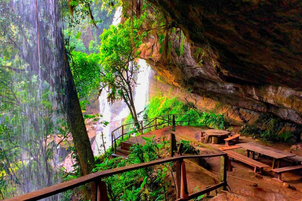 Rainforest Waterfall Cave Camp