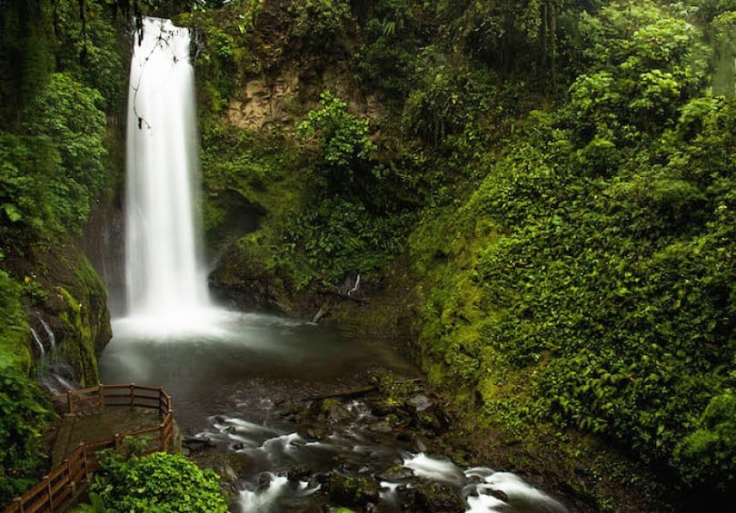 Discover tranquility in the stunning cascade of La Paz Waterfalls.