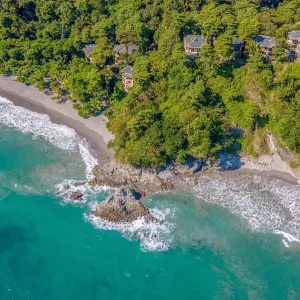 Aerial view of Manuel Antonio coastline in Costa Rica