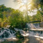 Thermal hot springs resort surrounded by rainforest in Costa Rica