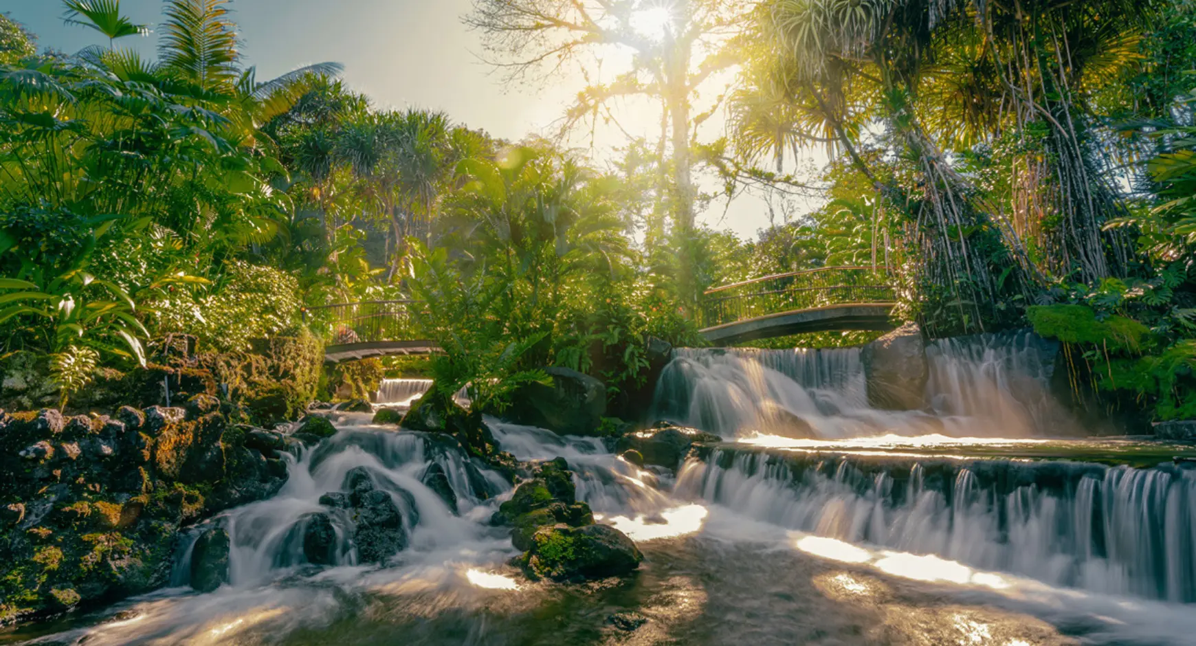 Thermal hot springs resort surrounded by rainforest in Costa Rica